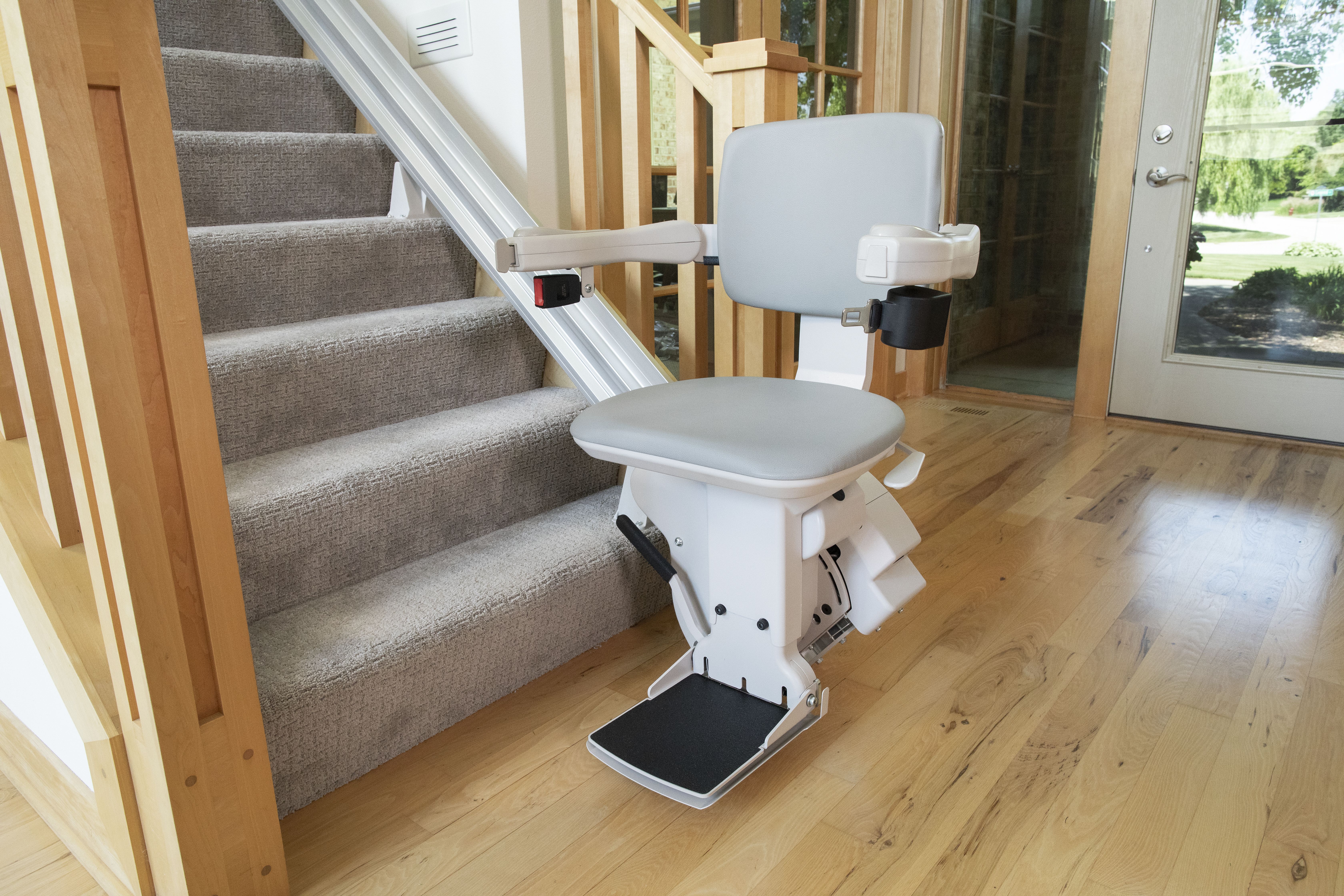 Bruno Elite Straight Stair Lift - side view showing rail and seat